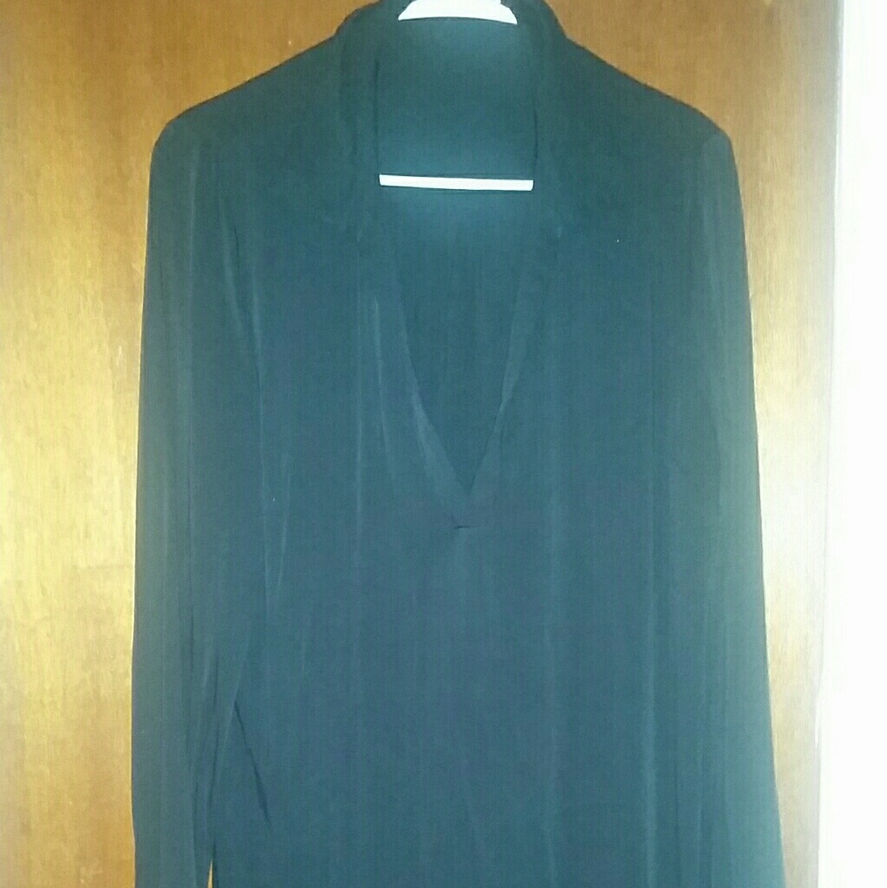 Long Sleeve Black Collar Medi Dress