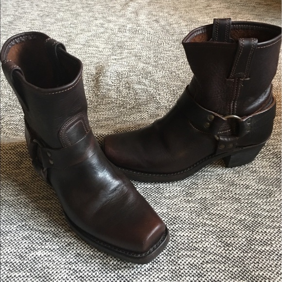 Frye Shoes - Frye Harness Dark Brown Ankle Boots