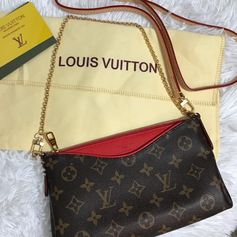 Cherry Monogram Canvas Pallas Clutch cross body