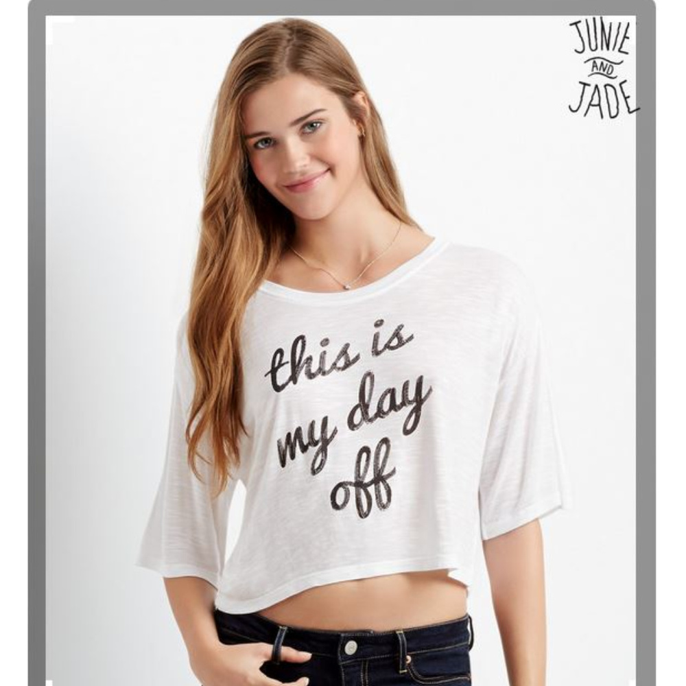 Junie and Jade "Day Off" Boxy Crop Tee