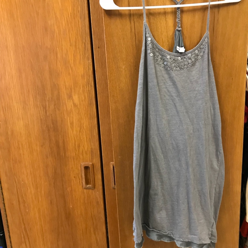 Gray spaghetti strap skater dress