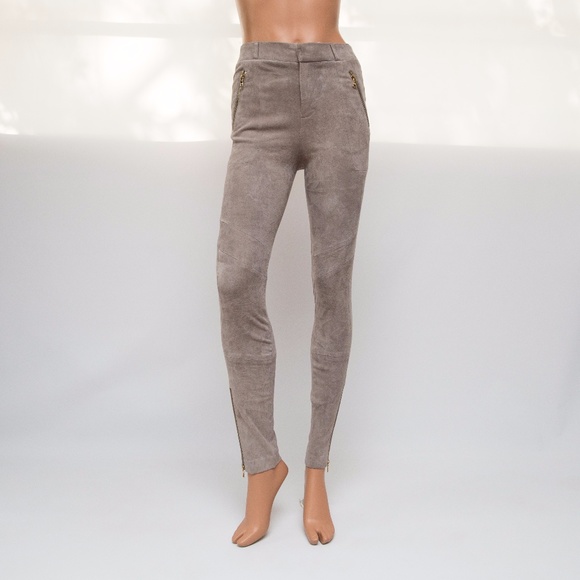 J Brand 2x30 Dove Gray French Lamb Suede Pants