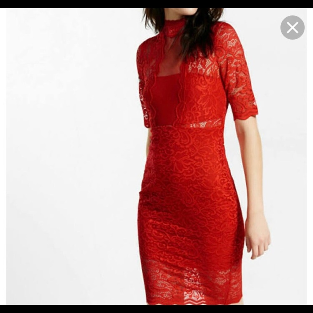 Express Red Lace Cocktail Dress