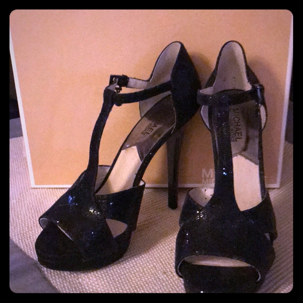 Black Sparkle Michael Kors stilettos 8.5