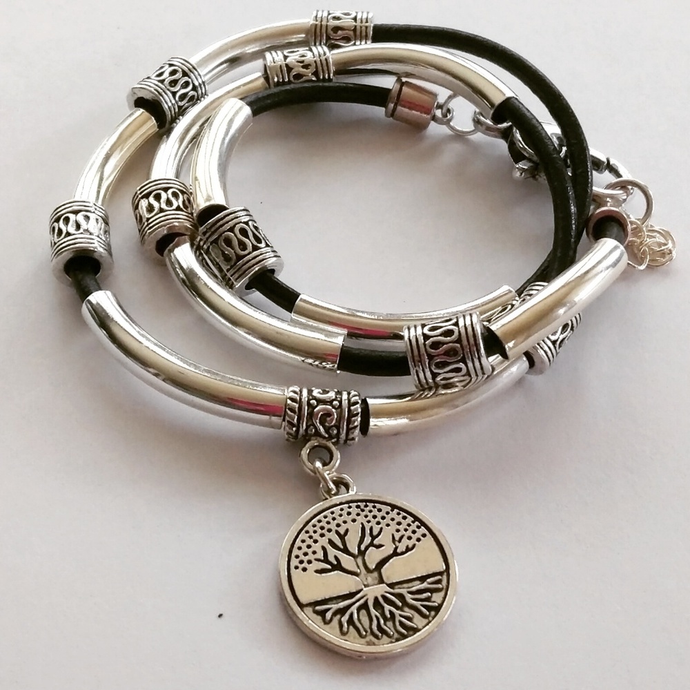 ** SOLD OUT **Silver Plated and Leather Bracelet