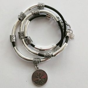 Silver Plated and Leather Bracelet