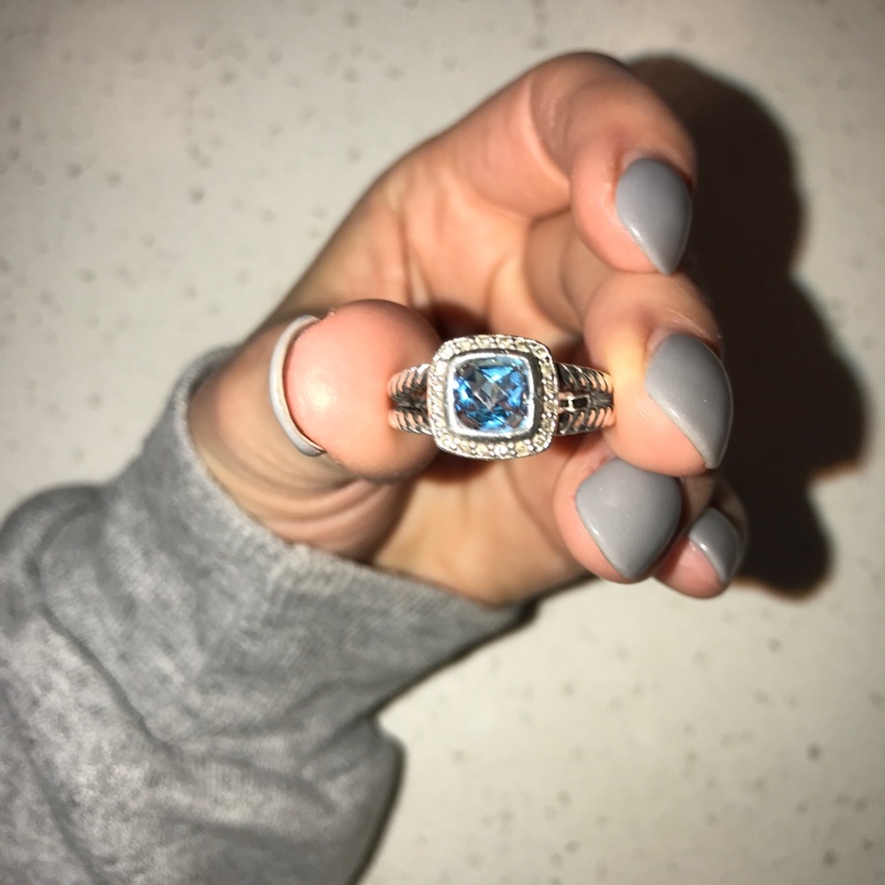 Authentic David Yurman Blue Topaz Albion Ring