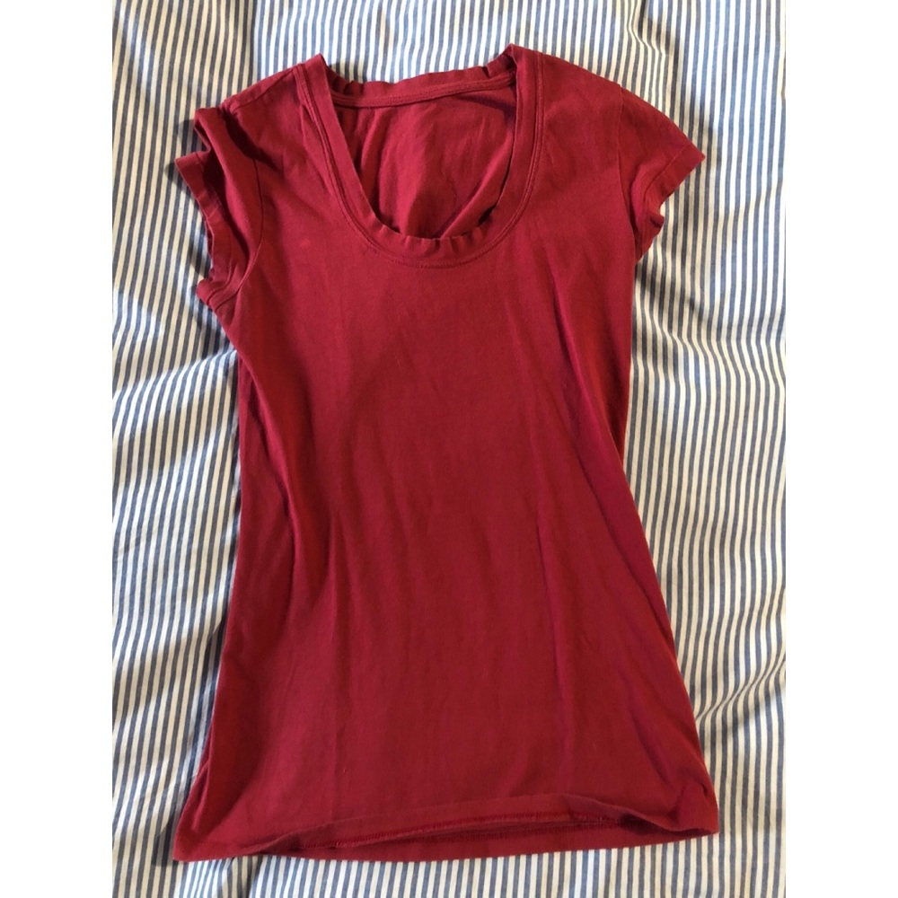Small red scoop neck shirt
