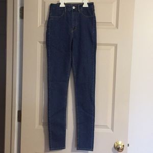 H&M super skinny high waisted medium wash jeans