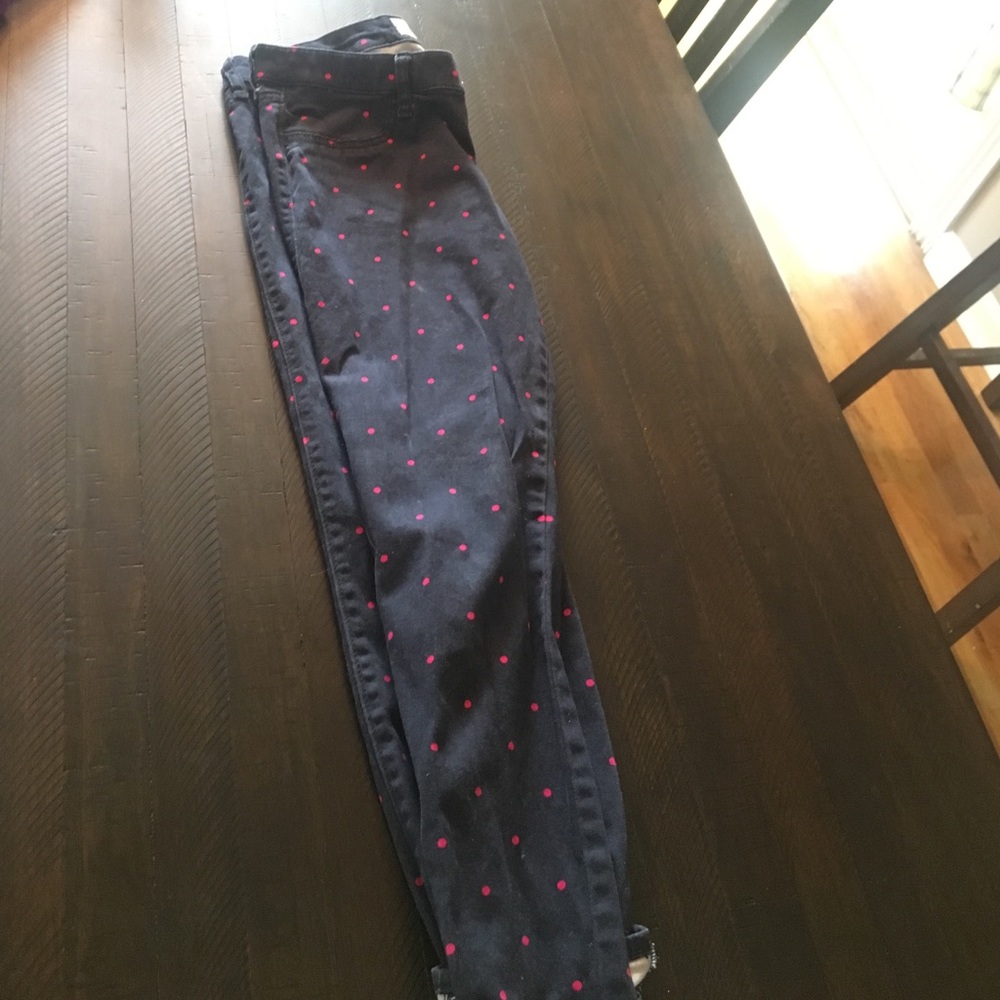 Hollister Navy and Pink Polka Dot Pants