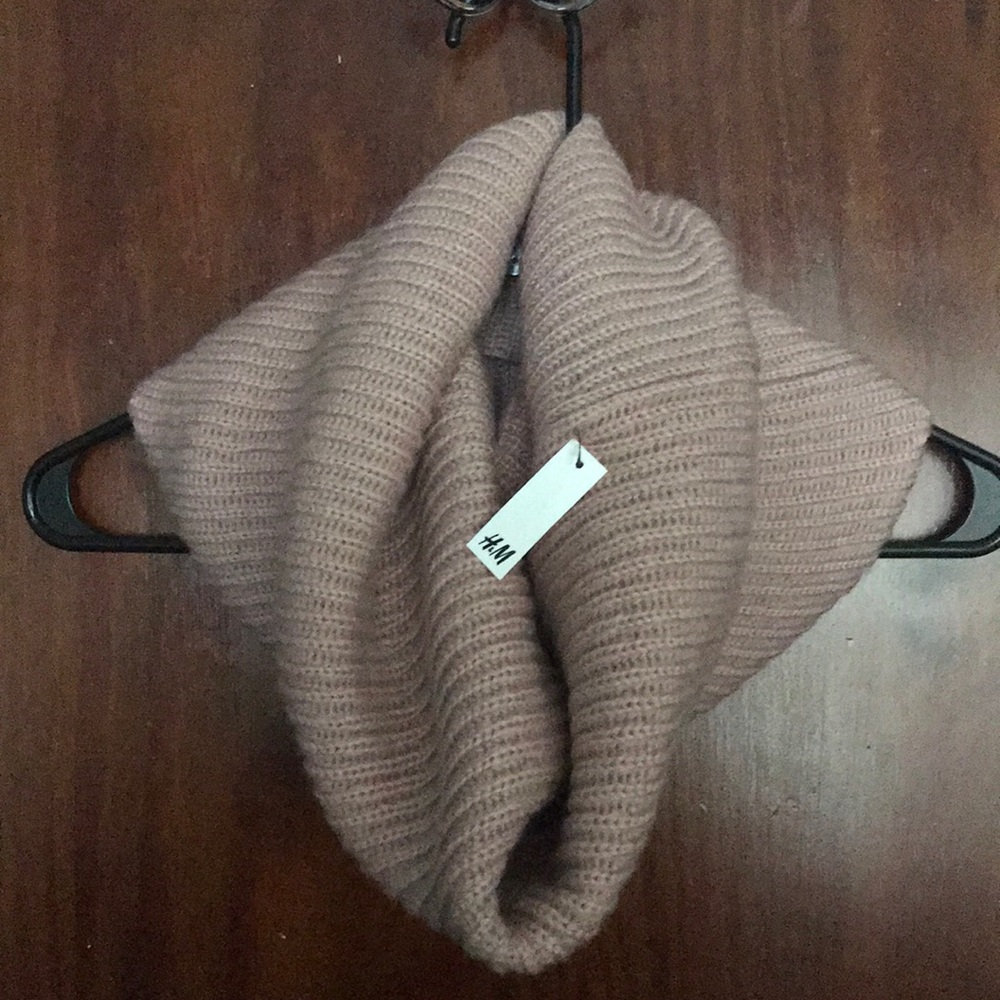 Soft pink knit infinity scarf