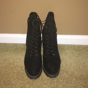 Forever 21 black suede lace up booties