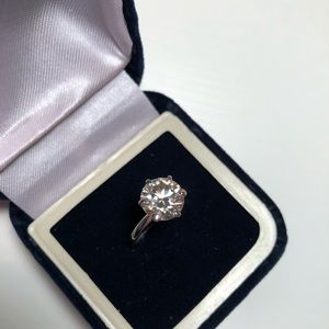 2.5 CT Moissanite 6 Prong Silver Engagement Ring