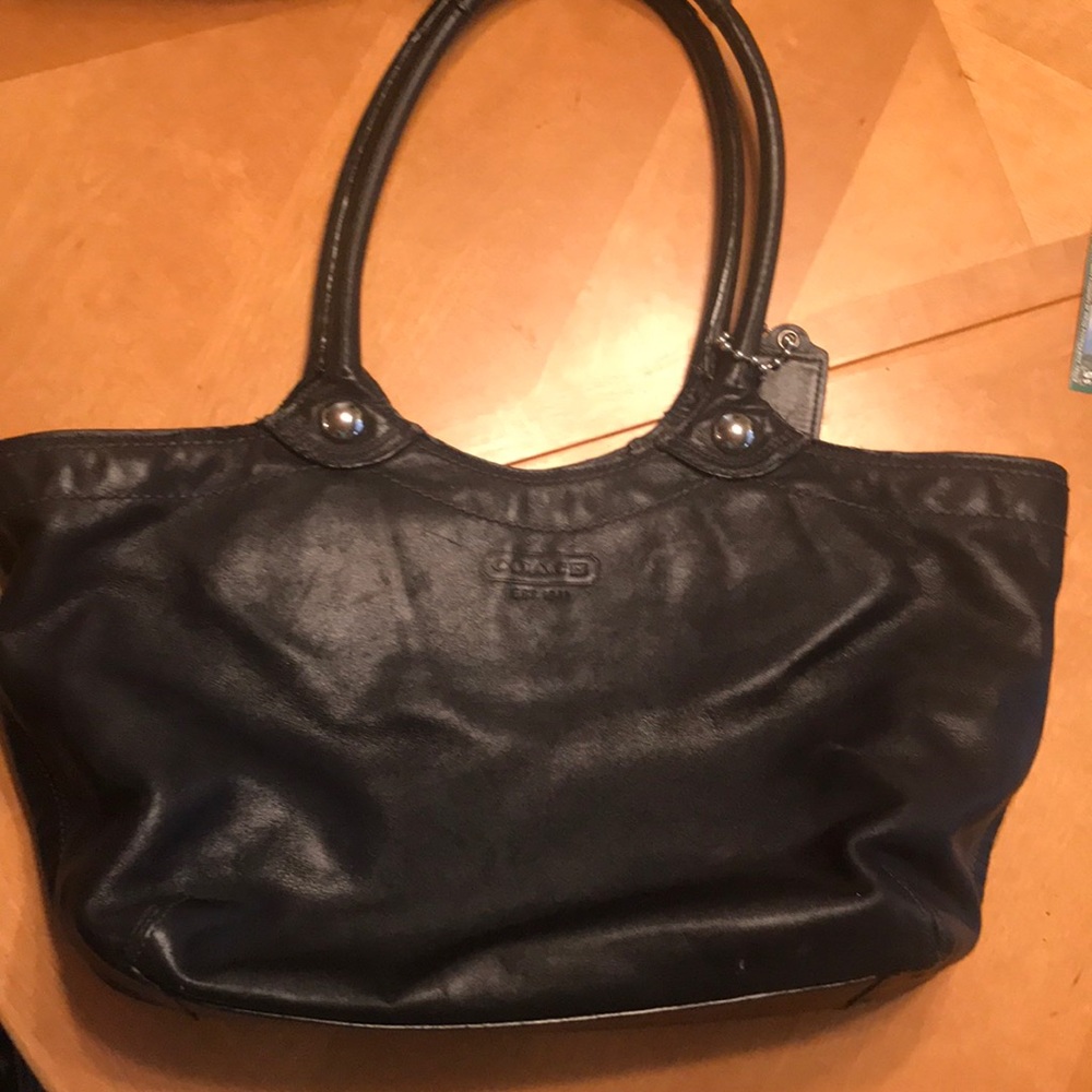 Coach black leather bag