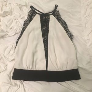 Tobi White and black lace top size S