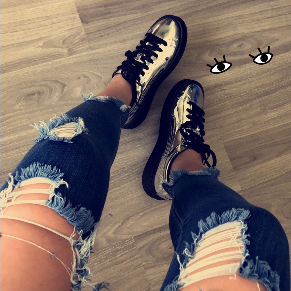 Fenty Puma Silver Metallic Sneakers