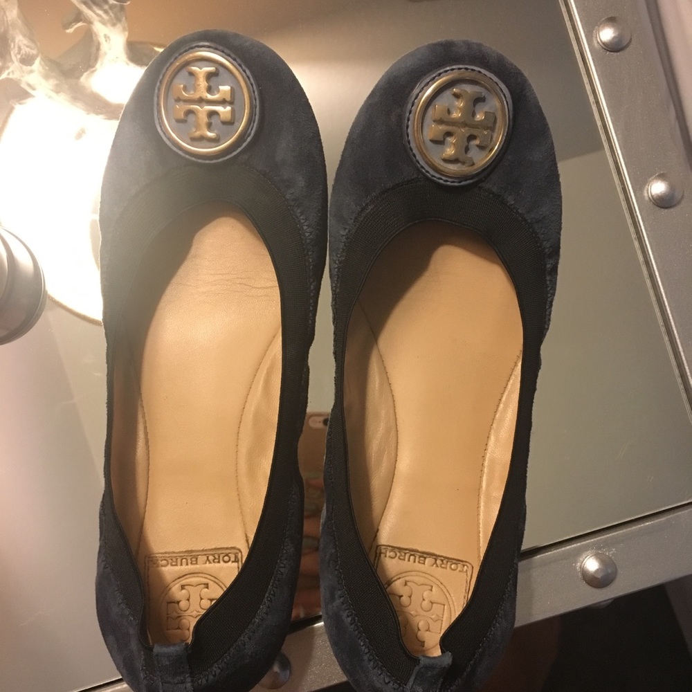 Navy suede Tory Burch ballet flats