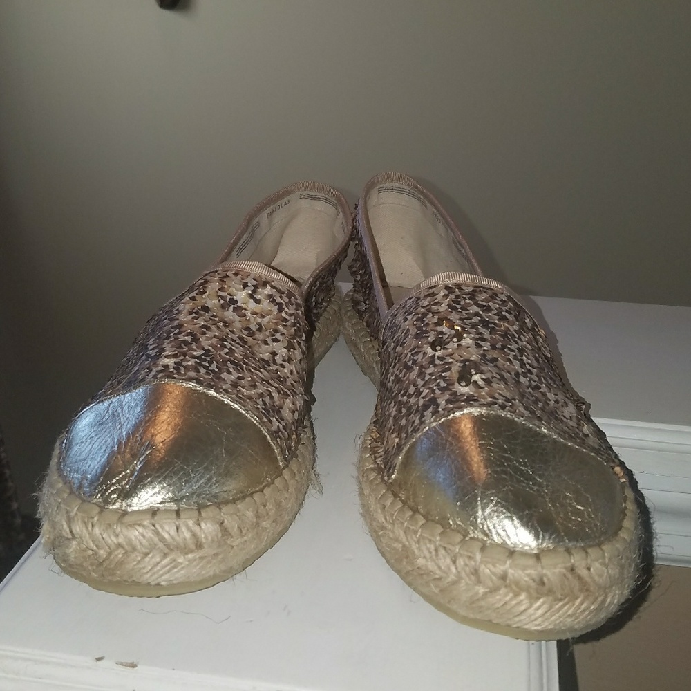 Animal print, sequined espadrilles