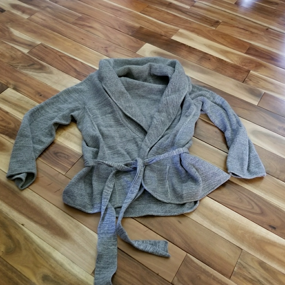 3/4 sleeve belted cardigan