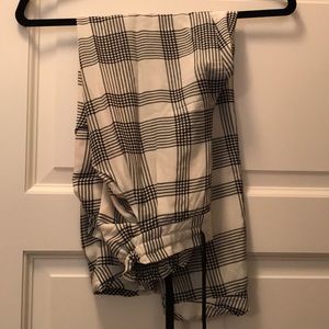 Aritzia Black and off white checkered silk pants