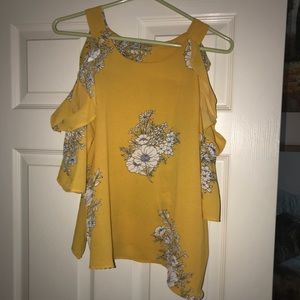Yellow cold shoulder top