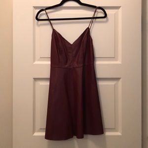 Faux leather spaghetti strap dress