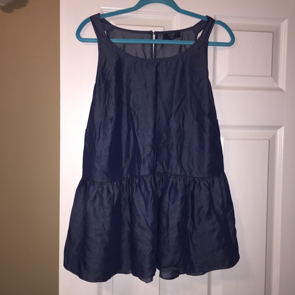 NWOT Chambray Sleeveless Peplum Top, 2X