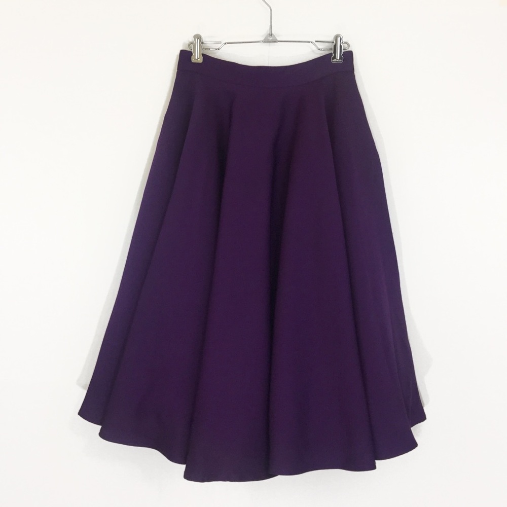 Akira Chicago Deep Violet Full Midi Circle Skirt