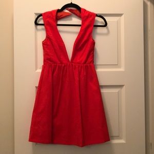 Sexy low-cut red dress