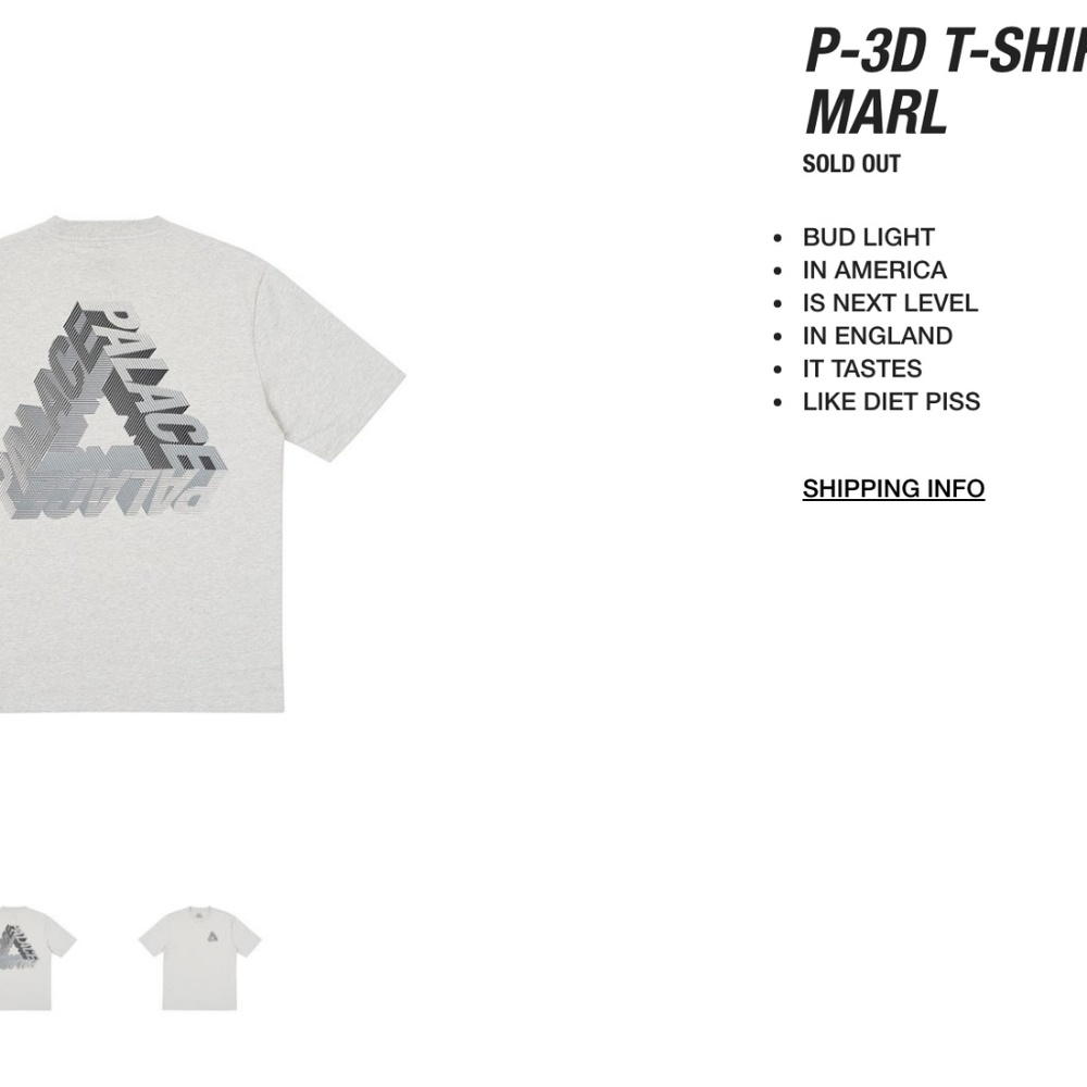 PALACE | Shirts | Palace 3d Tshirt Grey Marl Size Large | Poshmark