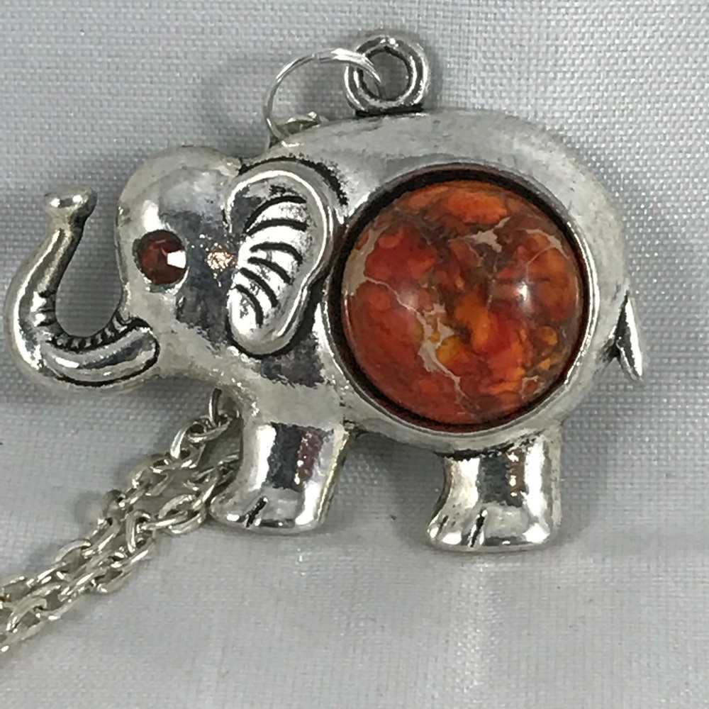 Sea Sediment Jasper Tibetan Silver Elephant A12-13