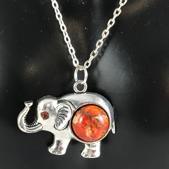 Sea Sediment Jasper Tibetan Silver Elephant A12-13 - Picture 3 of 4
