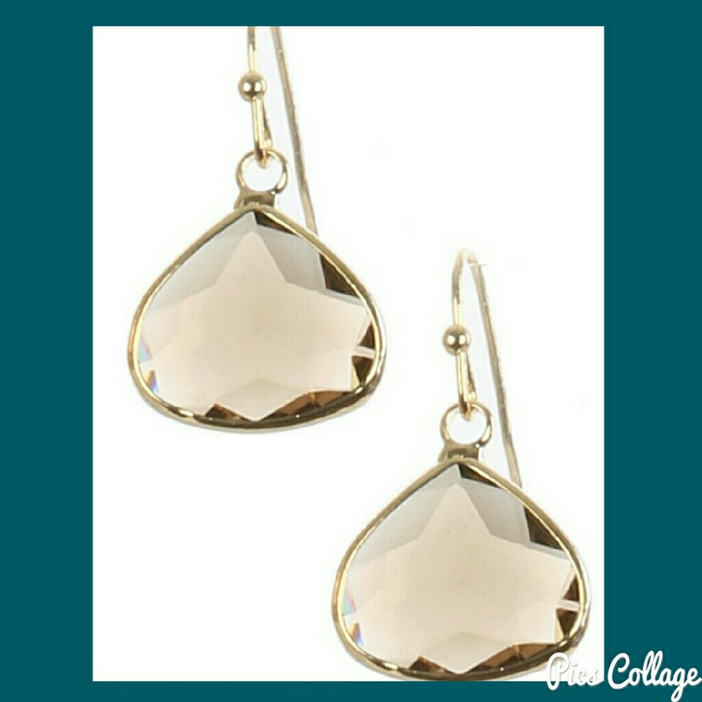 Champagne Trillion Cut Faceted Lucite Earrings