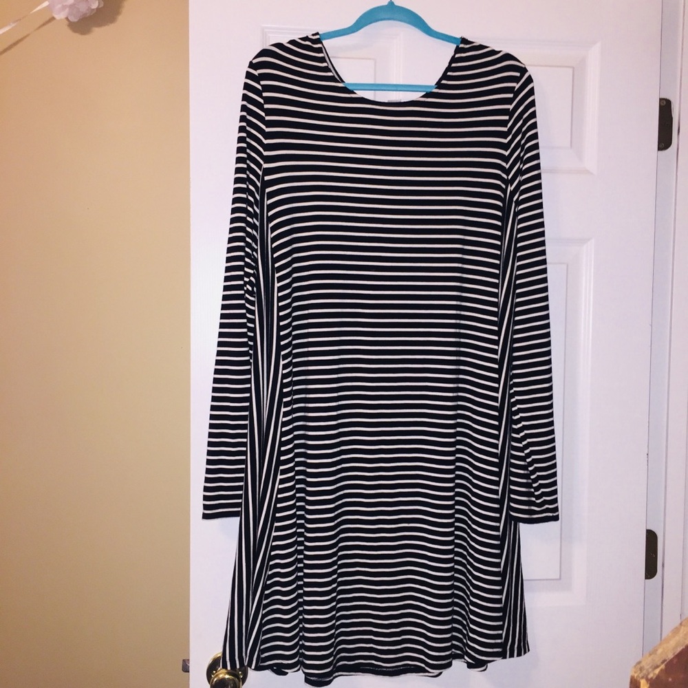 Striped Longsleeve Dress, XXL