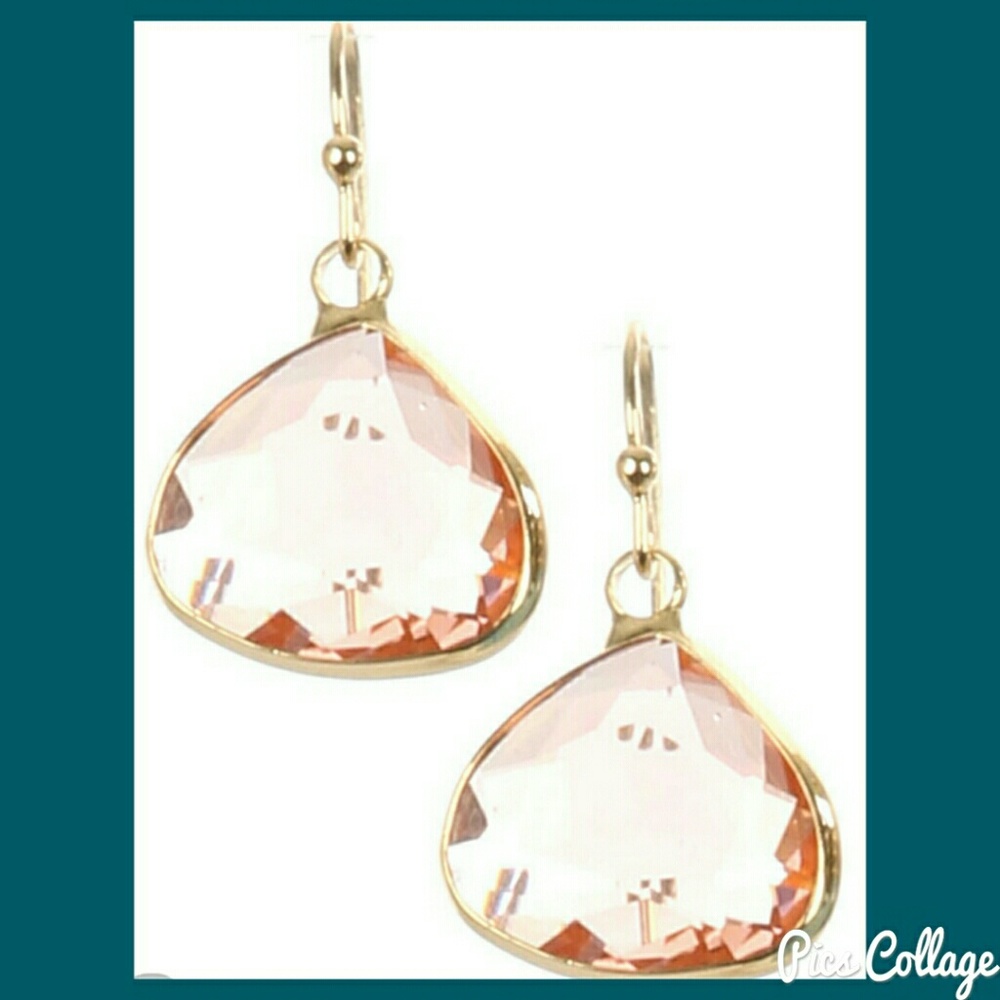 Peach Trillion Cut Lucite Earrings