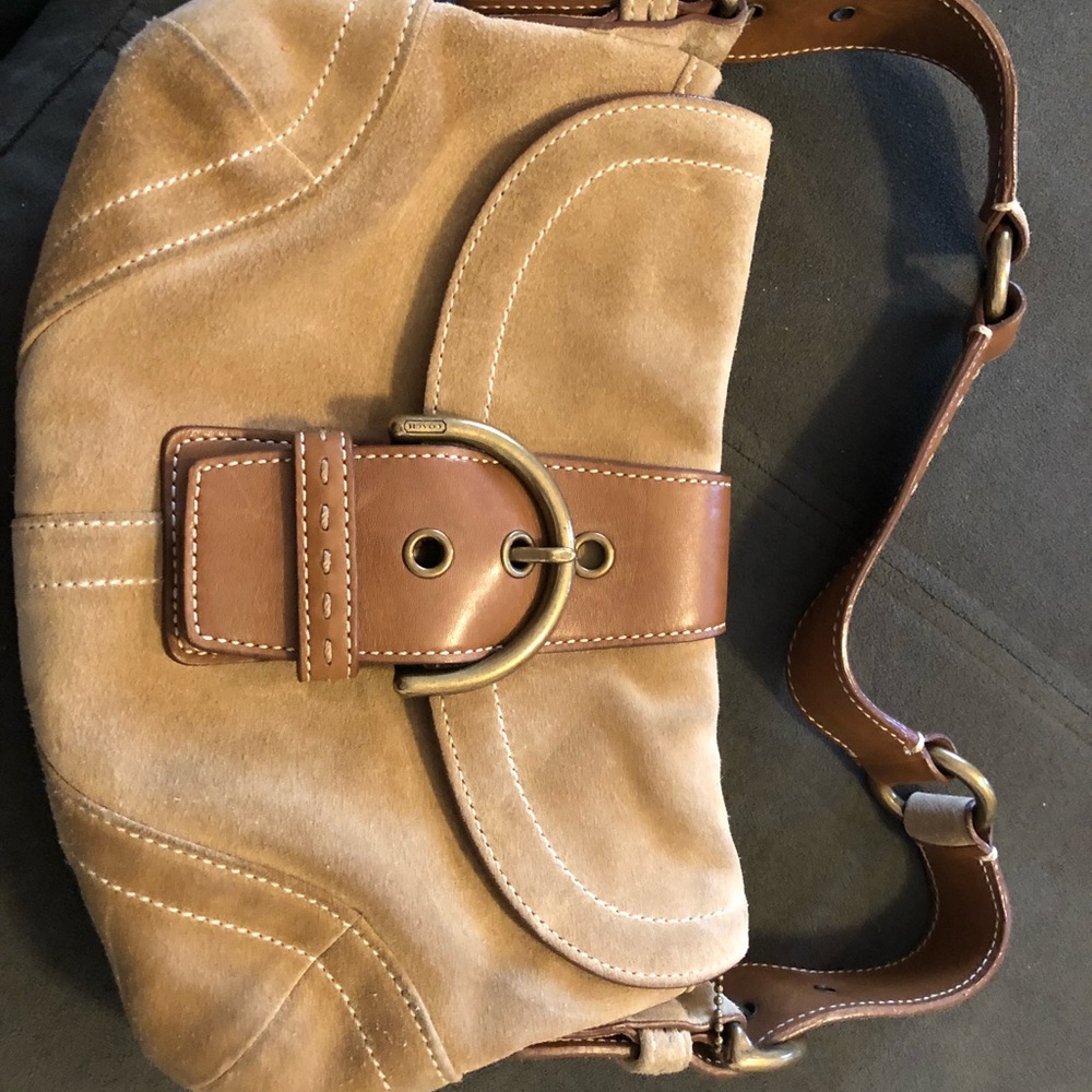 Coach suede hand bag