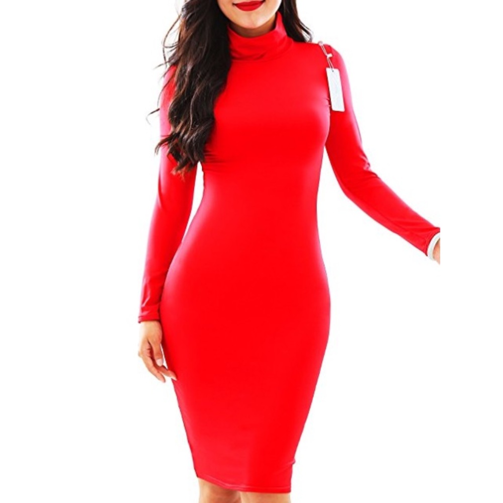 Red midi dress