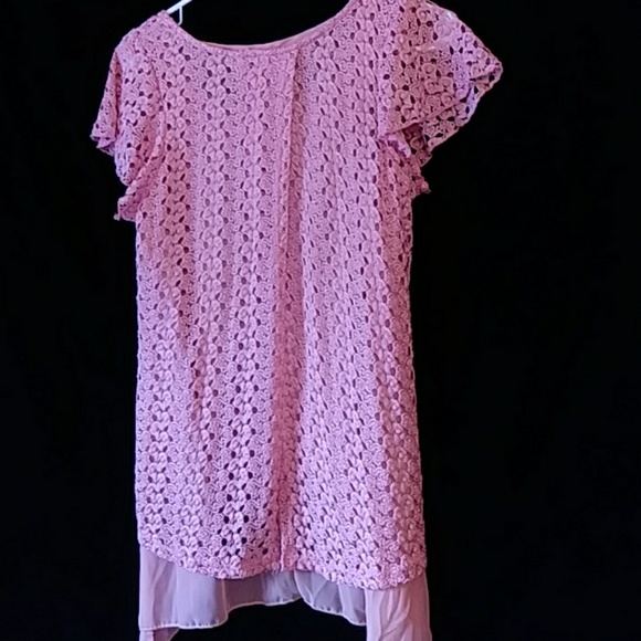 Brittany Black peach lace top over chiffon-sz M - Picture 4 of 4