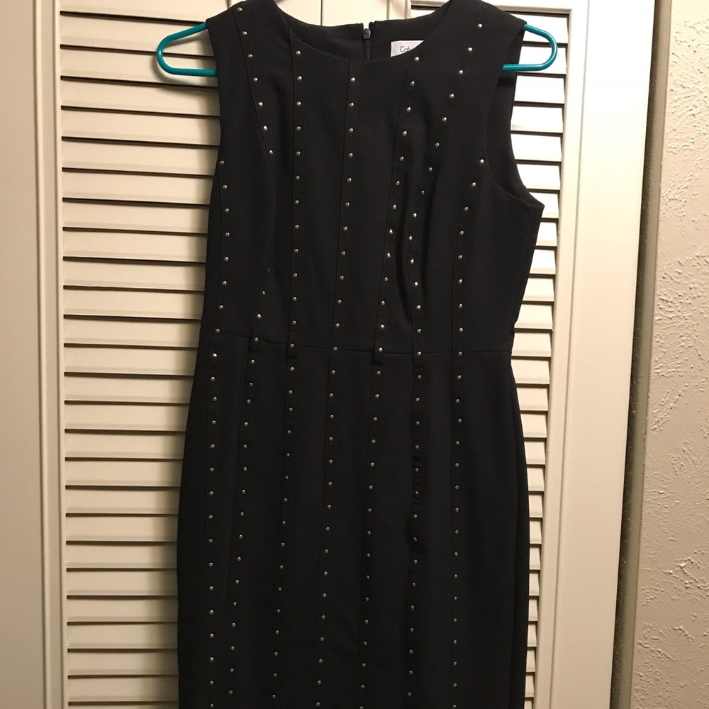 Calvin Klein Studded Vertical Stripe Dress