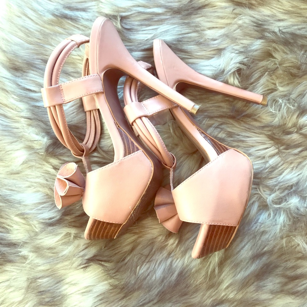 A pair of blush Steven Madden Luxe high heels