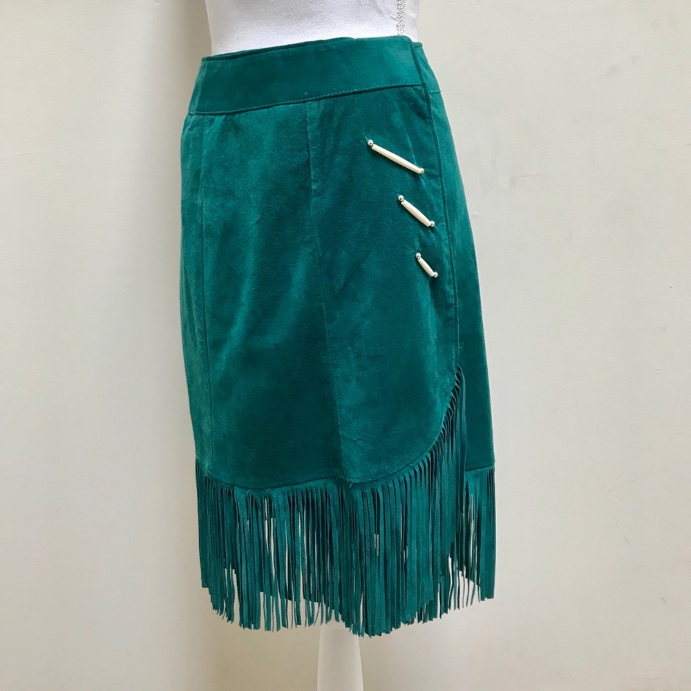Suede Fringe Skirt