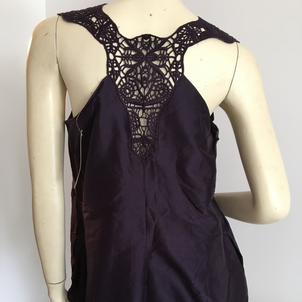crochet silk racerback tank bubble hem pockets