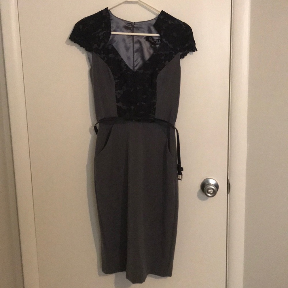 NWT Grey & Black Lace Dress with Pockets