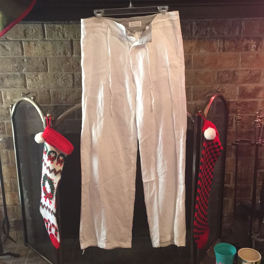 White linen pants
