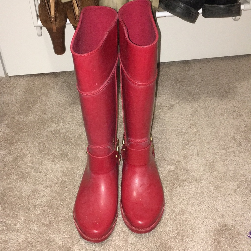 Red MK rain boots
