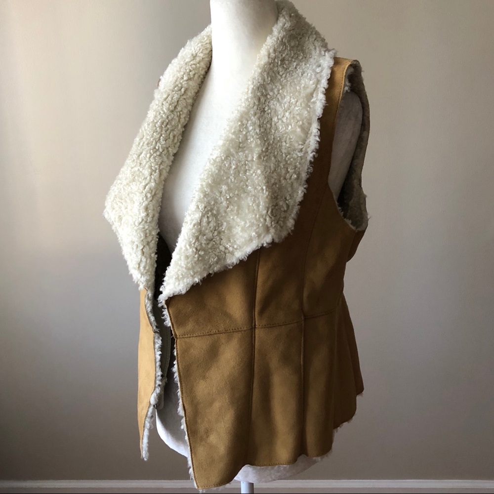 Talbots faux suede and fur vest