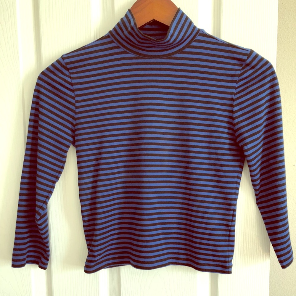 Striped high neck crop top