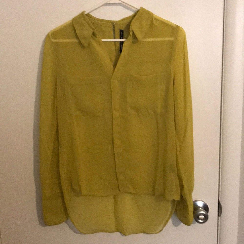 Sheer Yellow Long Sleeve Top