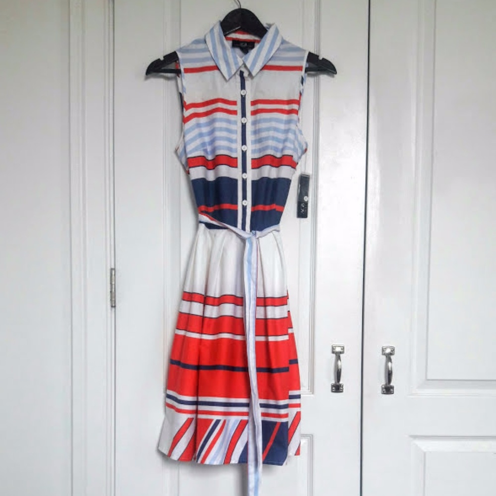 NWT AGB Red White And Blue Striped Dress