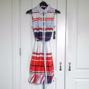 NWT AGB Red White And Blue Striped Dress
